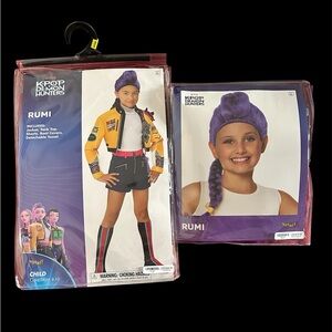 Spirit Kids Krop Demon Hunters Costume with Purple Wig